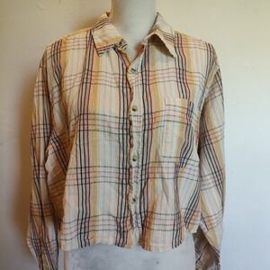 Urban Outfitters Flannel Shirt Women Sz Medium Boxy Cropped Street wear Country‎